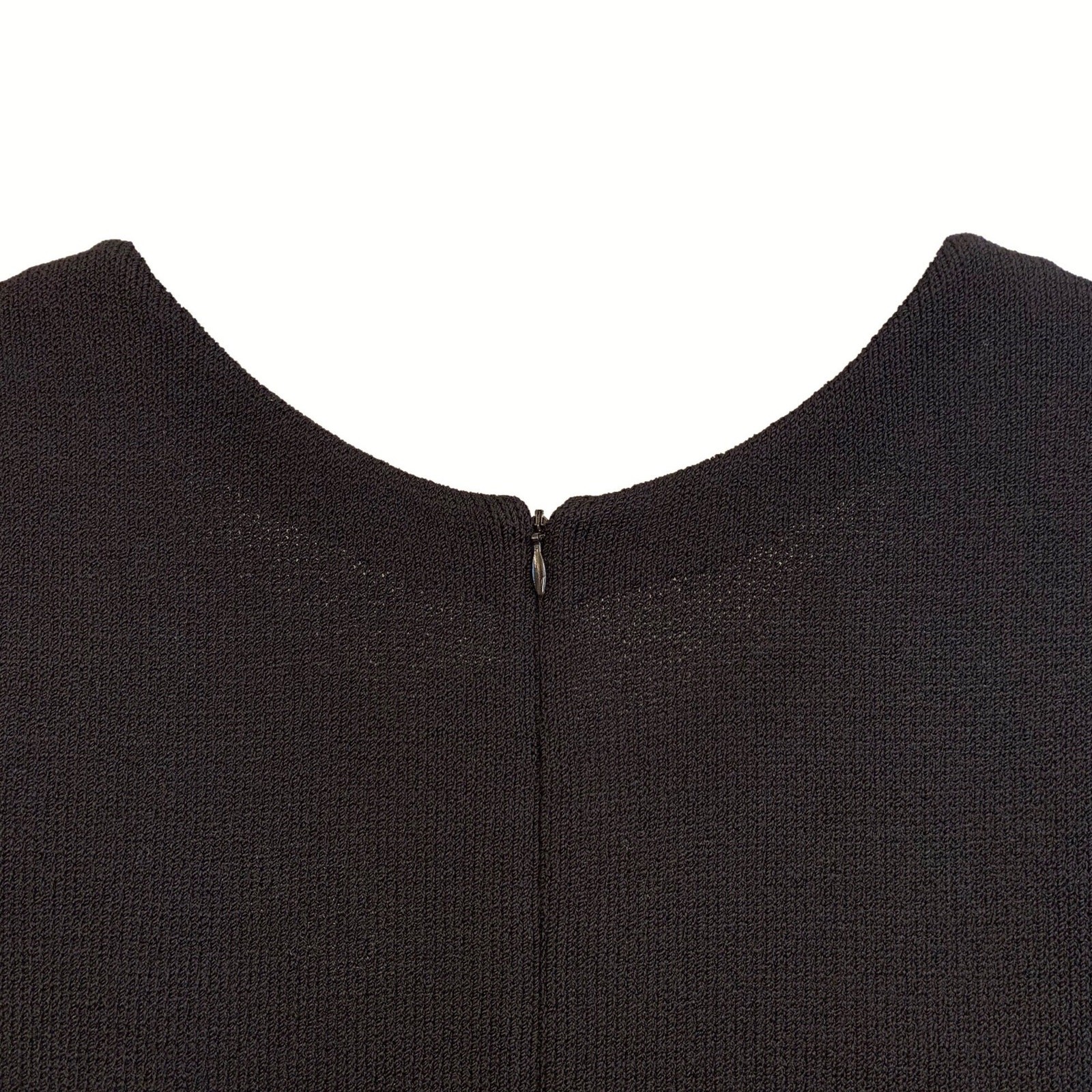 Vintage 80’s St. John Knit Little Black Dress • Removable White Flower & Bow