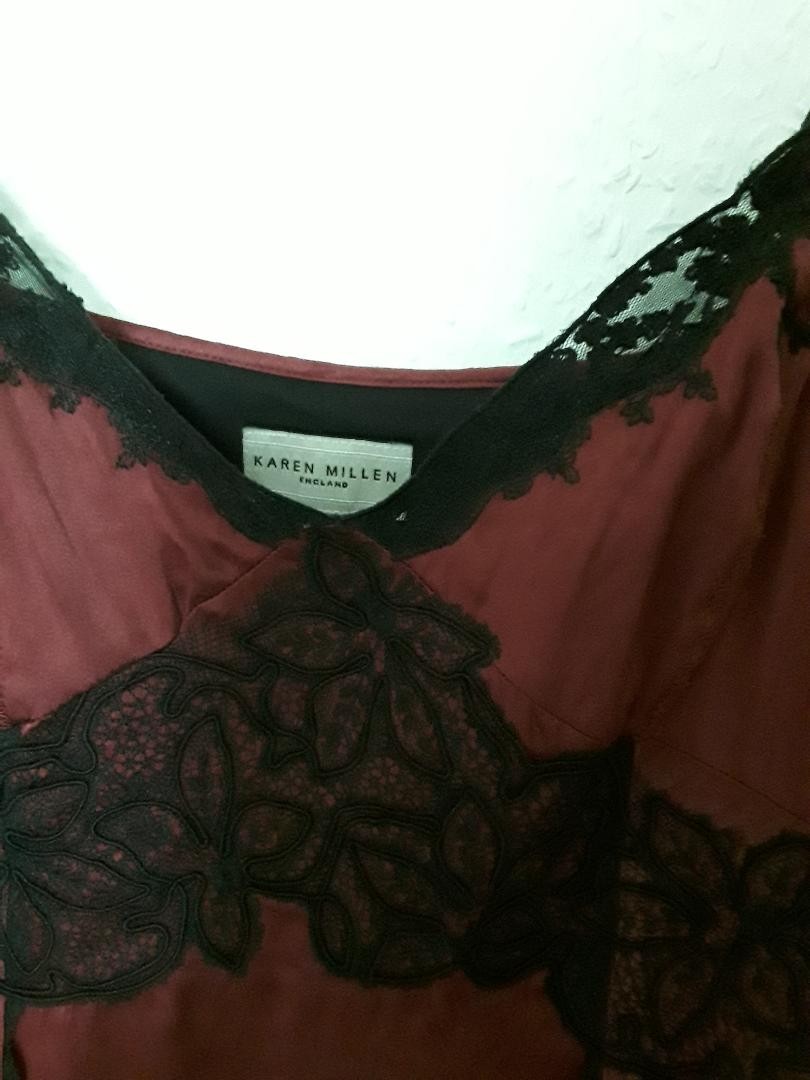 Karen Millen red and black silk dress uk size 10. Great party dress.