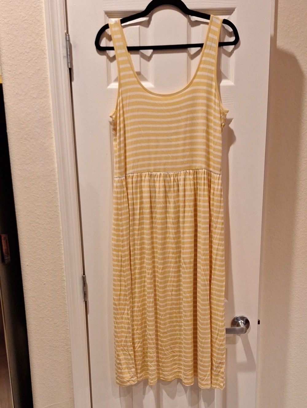 GAP Factory – Sleeveless Yellow and White Striped Midi Dress – Large NWT
