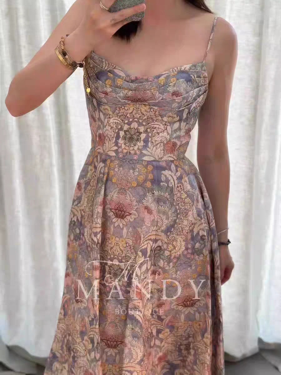 NWT Zimmermann 2026 Resort Cami Mermaid Print Belted Puff Short Mini Dress