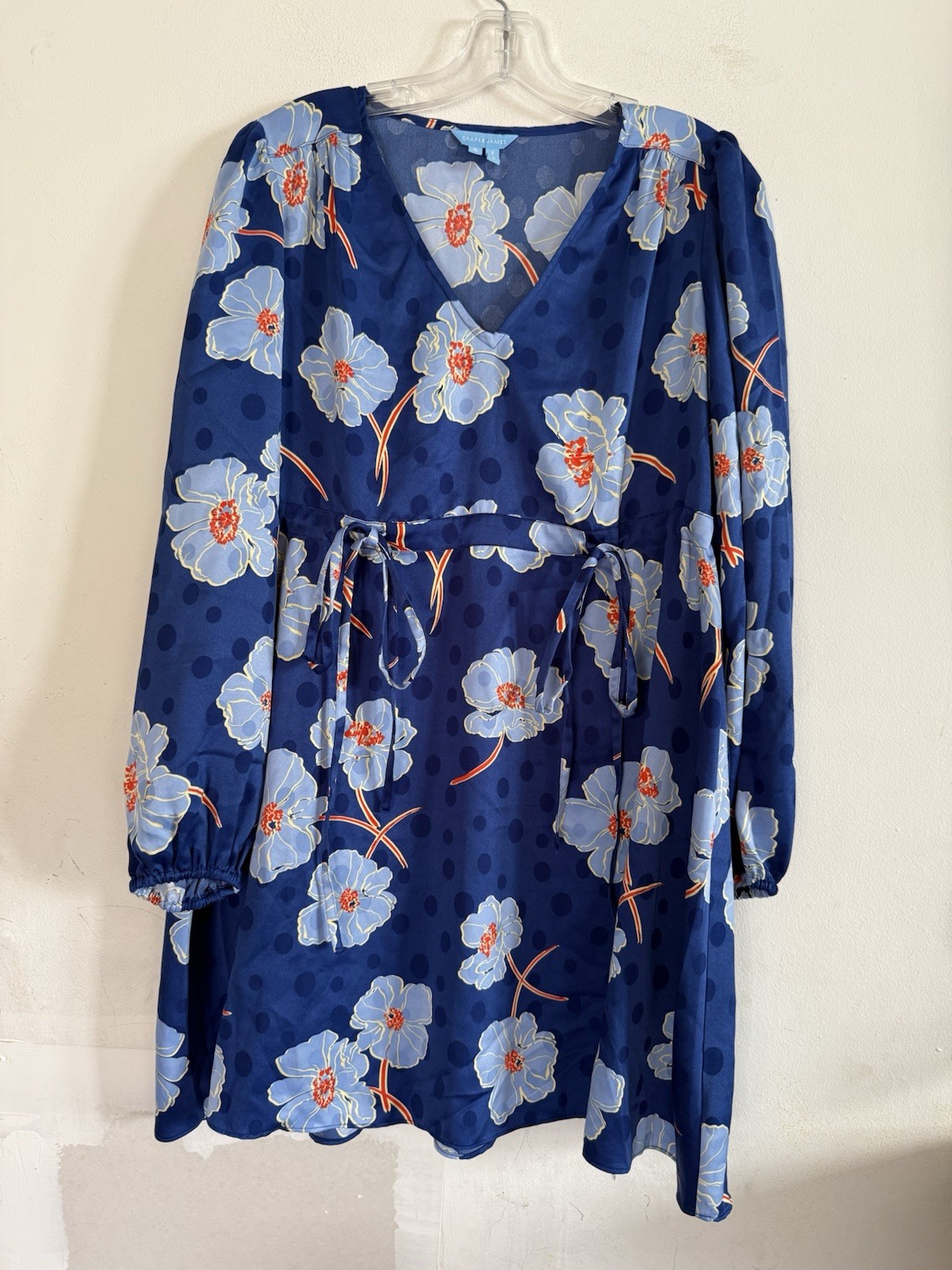 Draper James Womens Kellie Babydoll Dress In Printed Dot Jacquard, Size Small