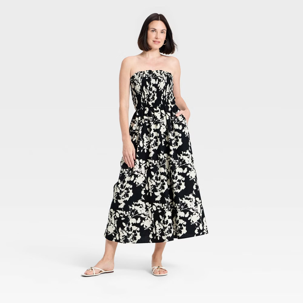 Women Smocked Maxi Dress – A New Day Black M