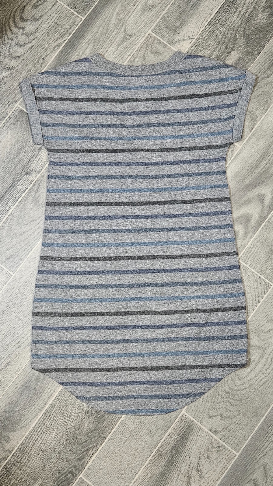 Chaser Striped Hi Lo V Neck Shirttail T Shirt Dress Gray Women’s S