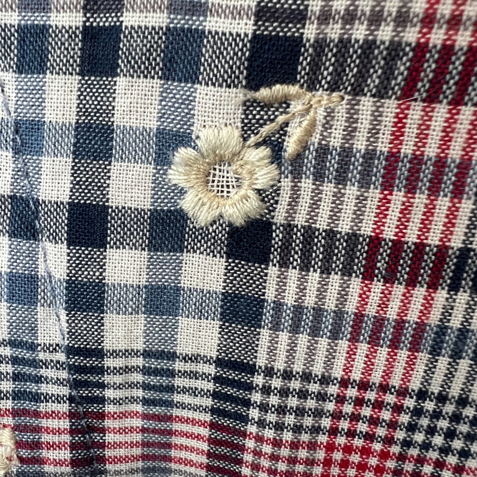 Anthropologie Dress Women Extra Small Plaid Floral Pocket Ruffle Prairie Boho No