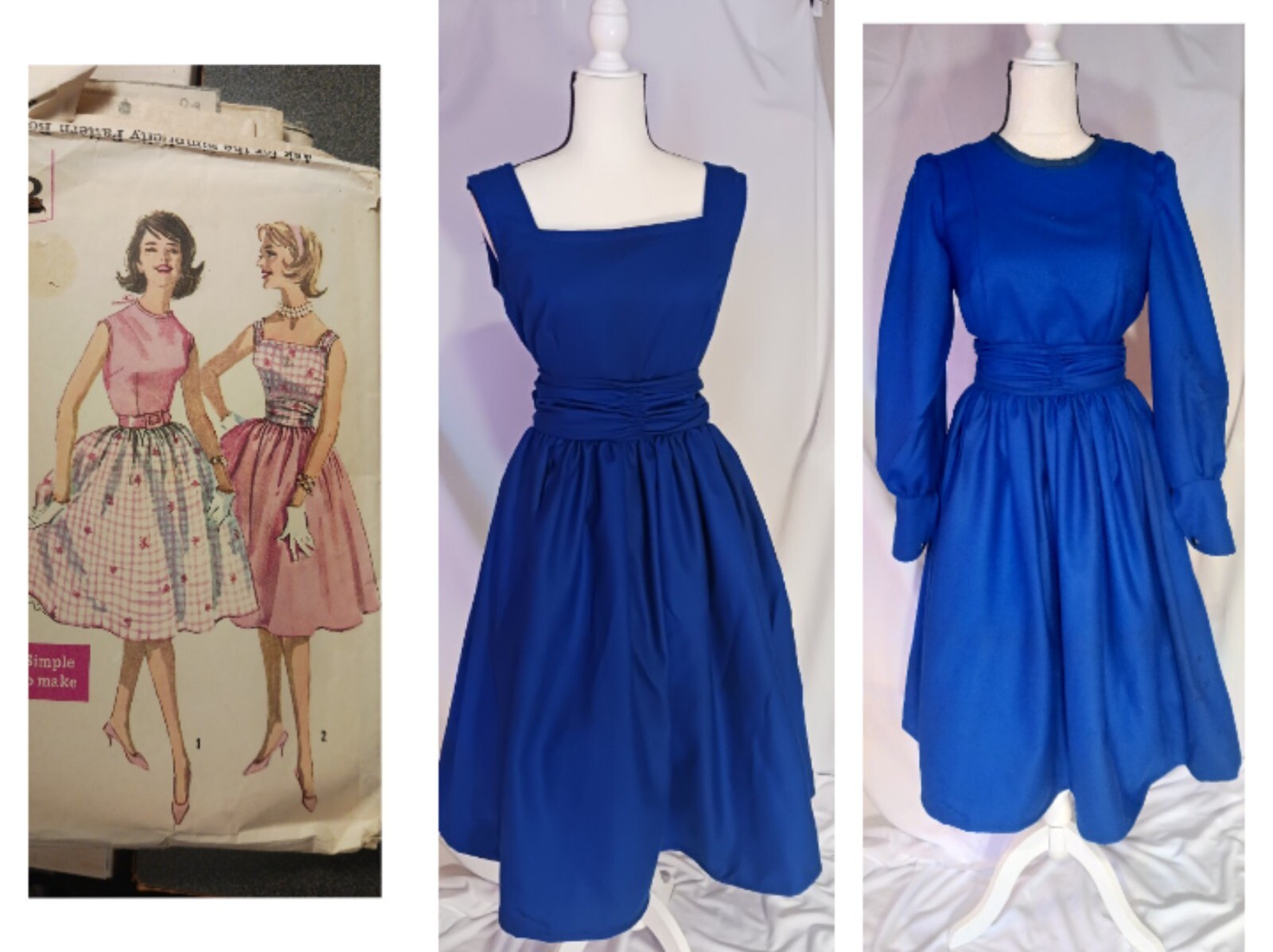 Vintage Fabric 1950s Fit and Flare Dress Skirt Top 4 Piece Reproduction Set