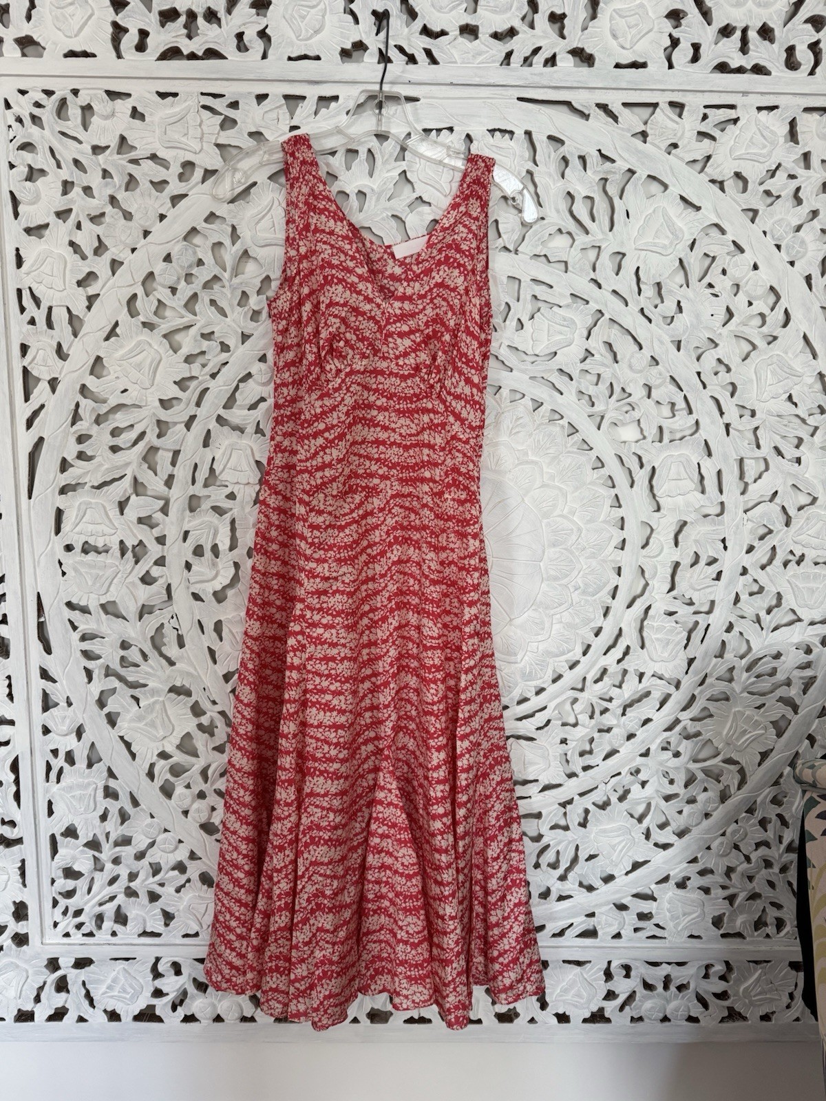 Nicole Farhi Silk Maxi Dress SZ (4) Side Zip Full Skirt Unlined Lightweight