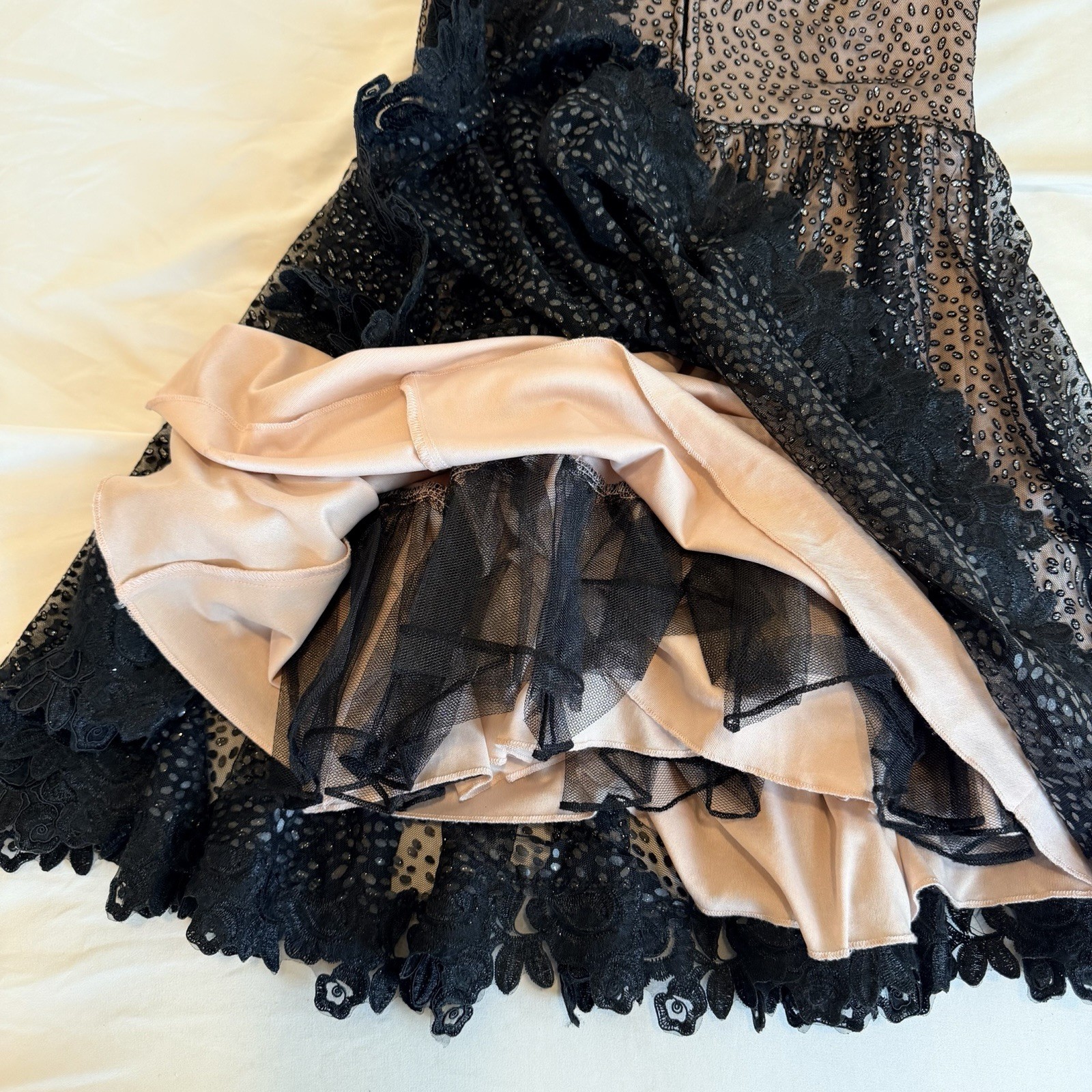 City Triangles Black Lace and Sequins Fit-and-Flare Dress Size Junior 9