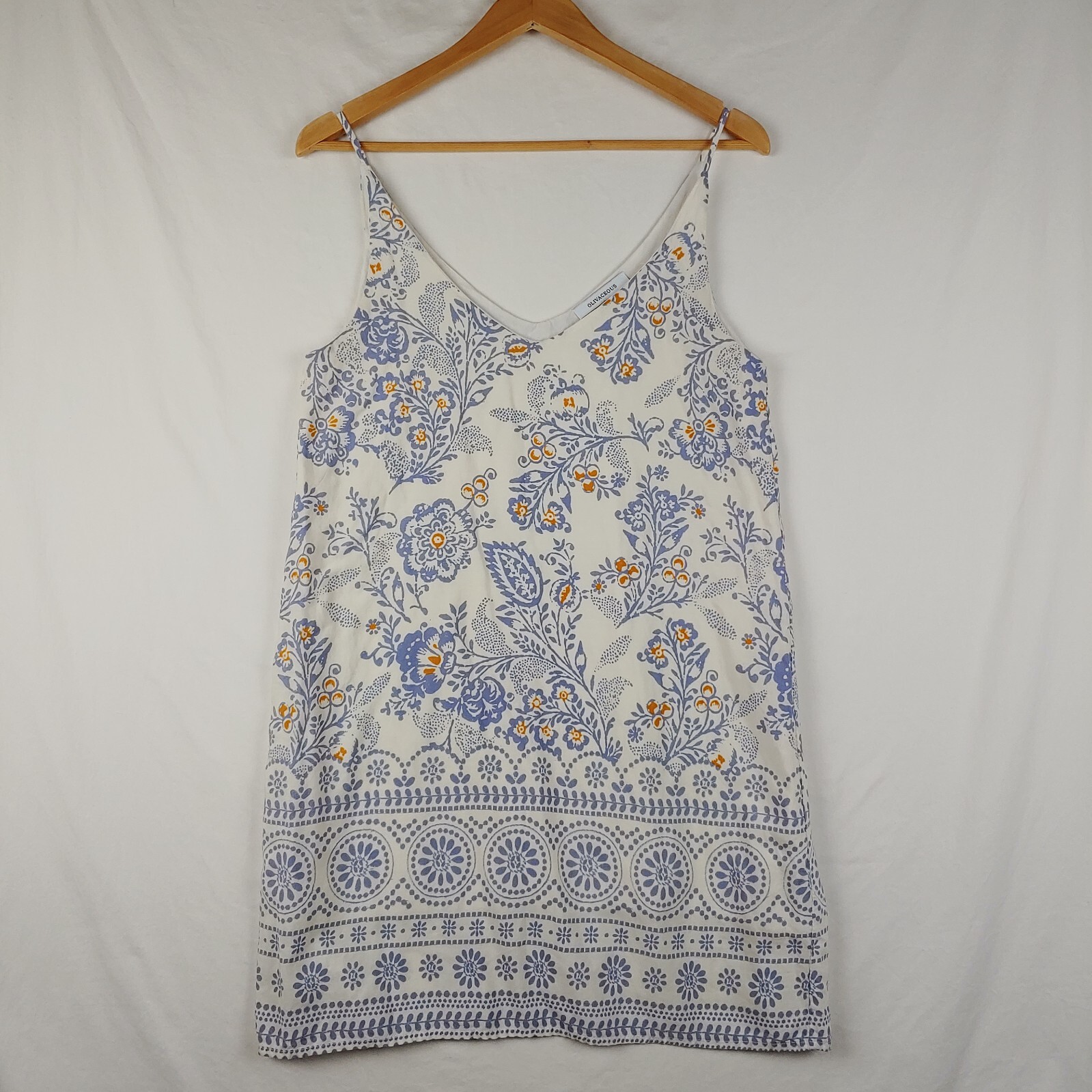 Olivaceous Mini Dress Womens Small Ivory Lilac “Belong to Me” V Neck Lined Shift