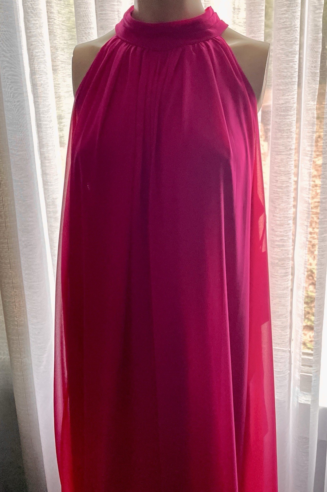 Elegant Fuchsia MSK Women Halter Neck Tie Back Sleeveless Jumpsuit Dress NEW