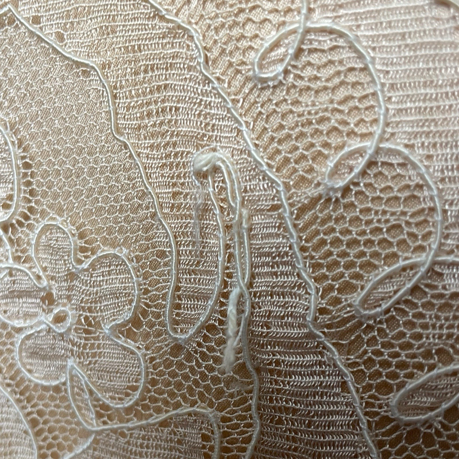 Vintage 80s Becky Bisoulis nude Edwardian Victorian lace wedding gown XS/S