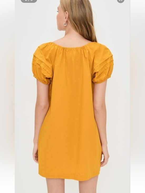Alex Mill Rose Cotton Poplin Mini Dress in Golden Yellow – Size Small