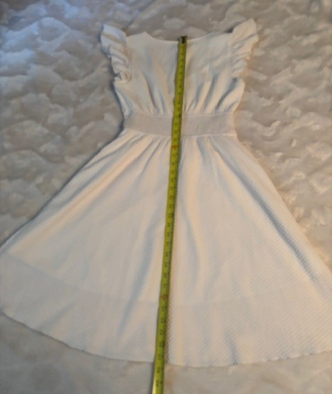 Cupshe Womens Size Small Off White Midi Dress V-Neck Flutter Sleeve Smocked