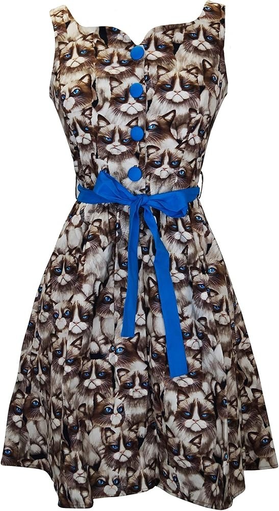 RETROLICIOUS MODCLOTH GRUMPY CAT Skater Dress Medium EUC EXTREMELY RARE