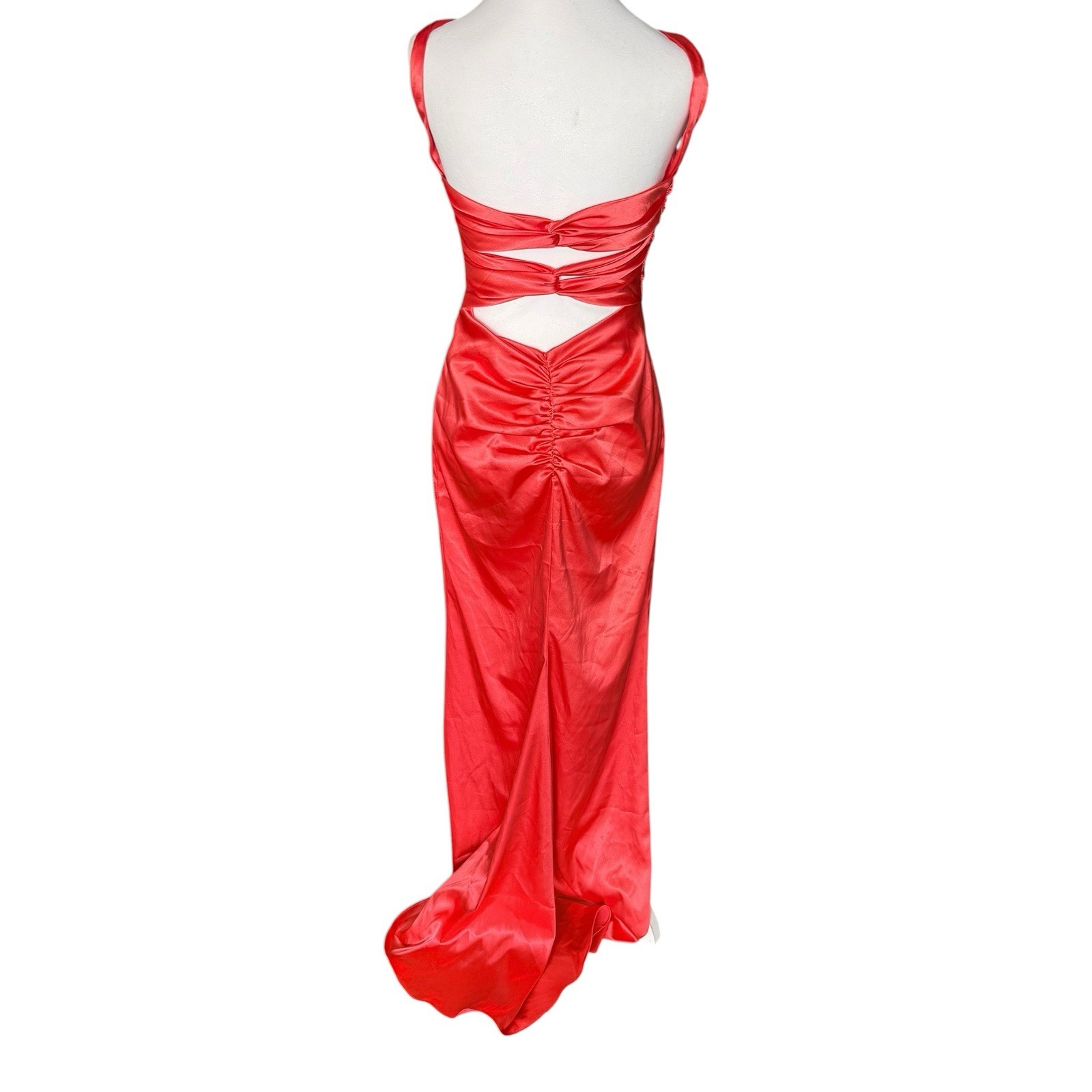 VTG Y2K Red Satin Mermaid Maxi Gown Zum Zum Dress Niki Livas Prom Evening 90s