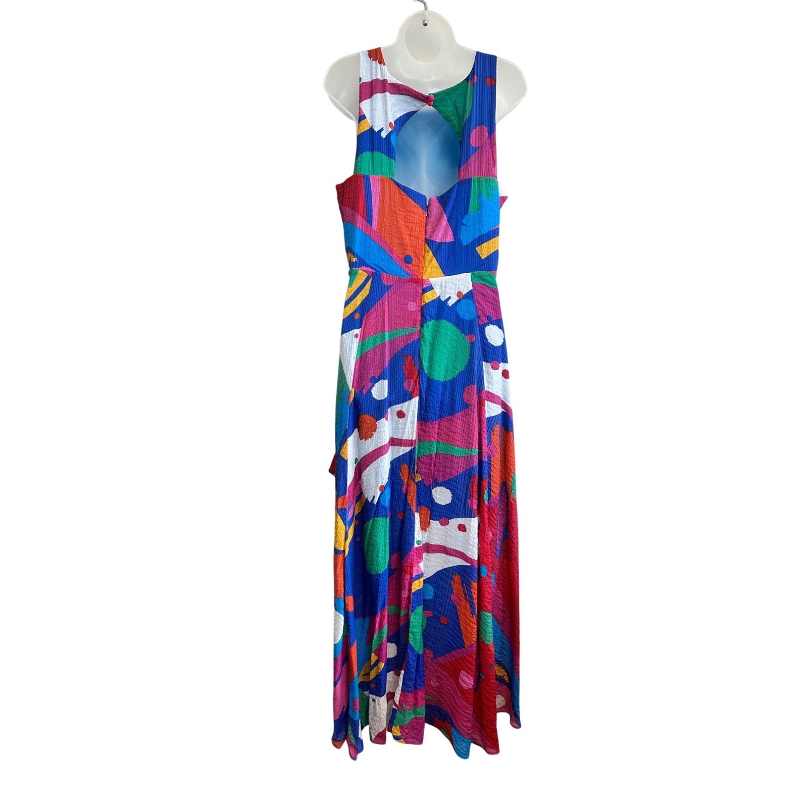 Coconinno Womens XL Abstract Print High Low Maxi Dress Multi Color CF5755SM
