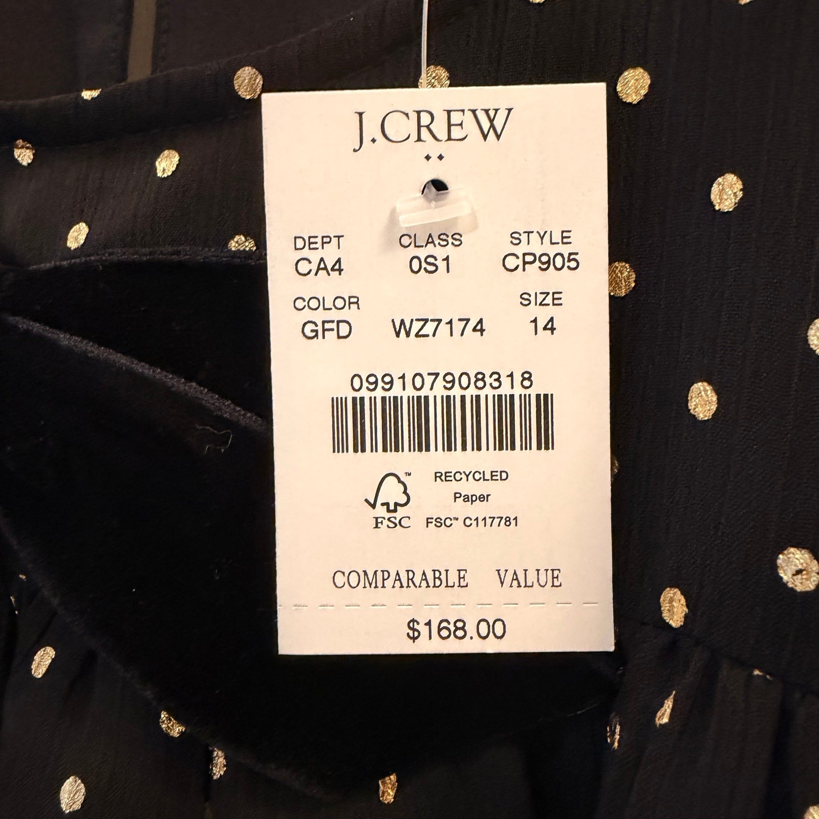 J.Crew Factory Polka Dot Tiered Chiffon Dress LBD Velvet Bow Date Trip CP905 NWT