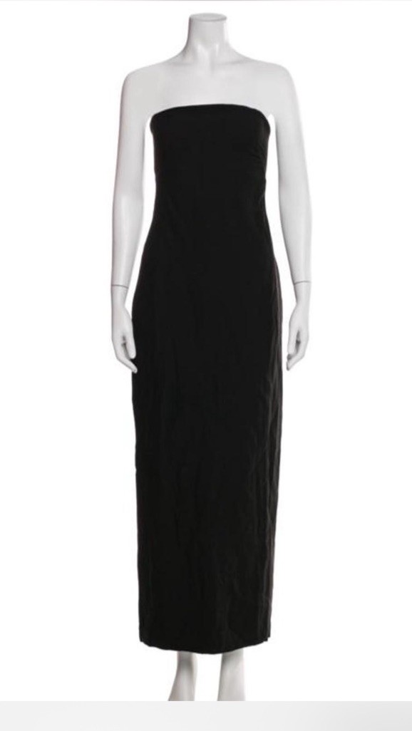 St. Agni Women’s Black Strapless Column Dress Long Sleeveless Zip, Size S