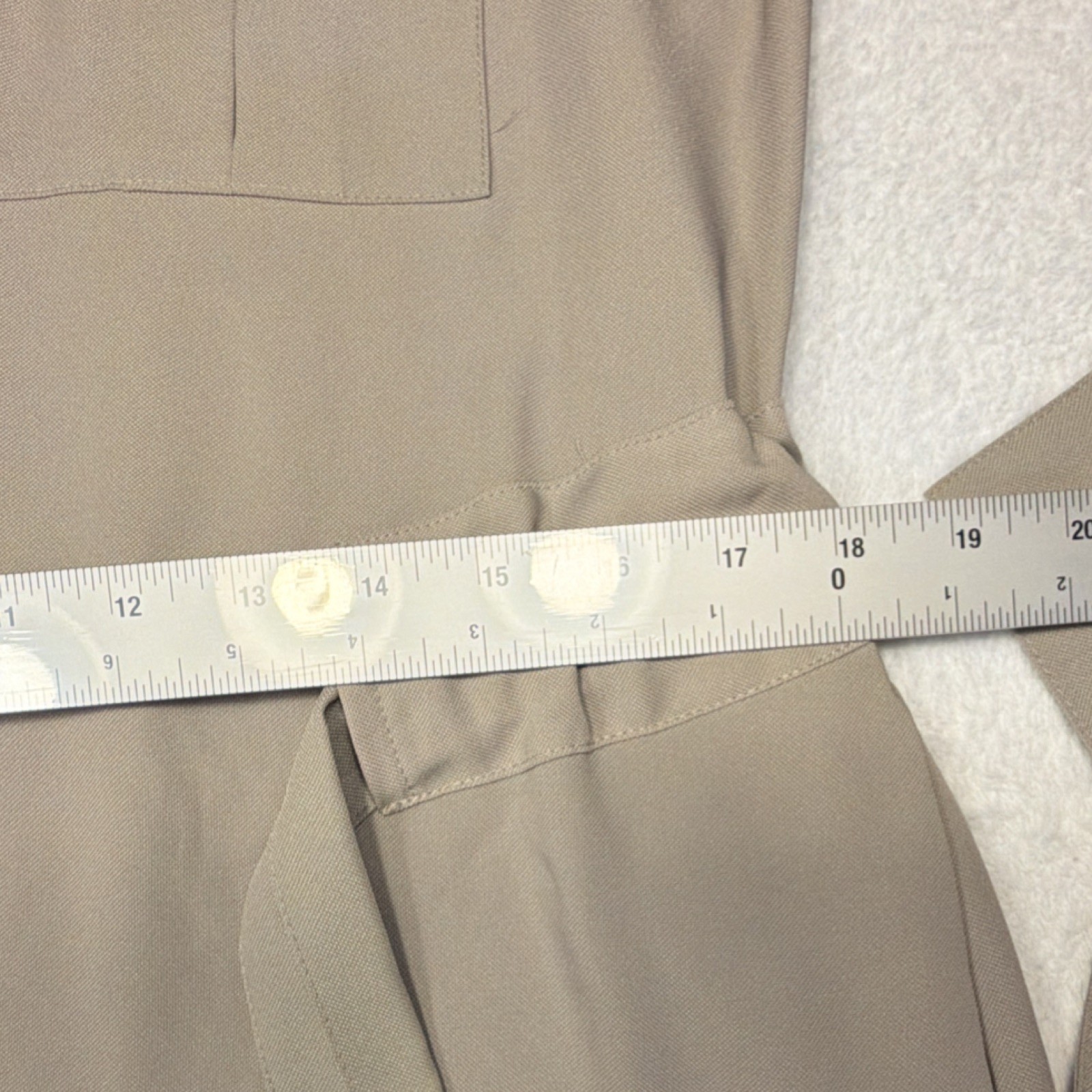 Prologue Beige Twill Belted Shirt Dress Collared Button Pockets Women’s Size S