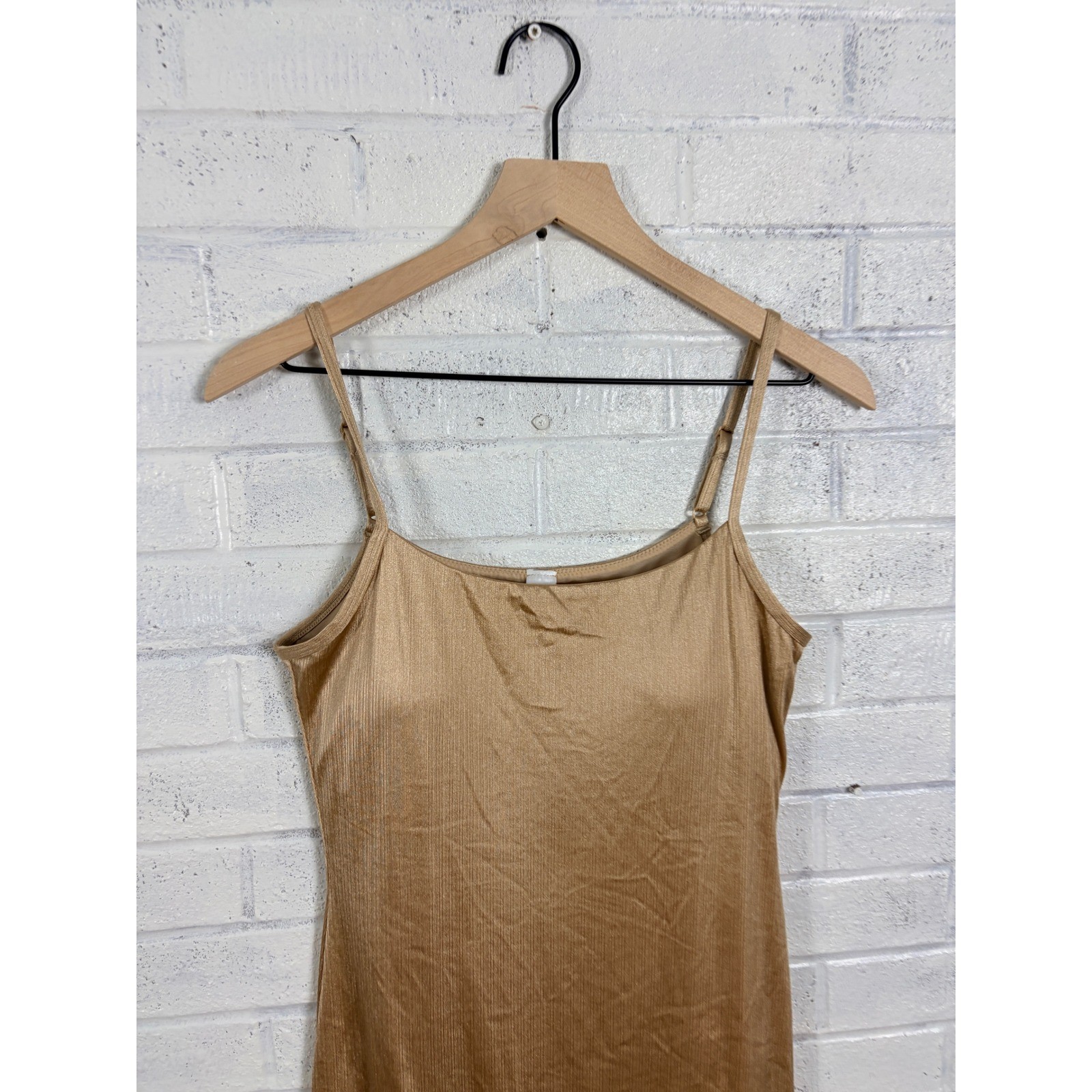 Popilush Maxi Dress Womens L Gold Shimmer Sleeveless Built In Shapewear Glam