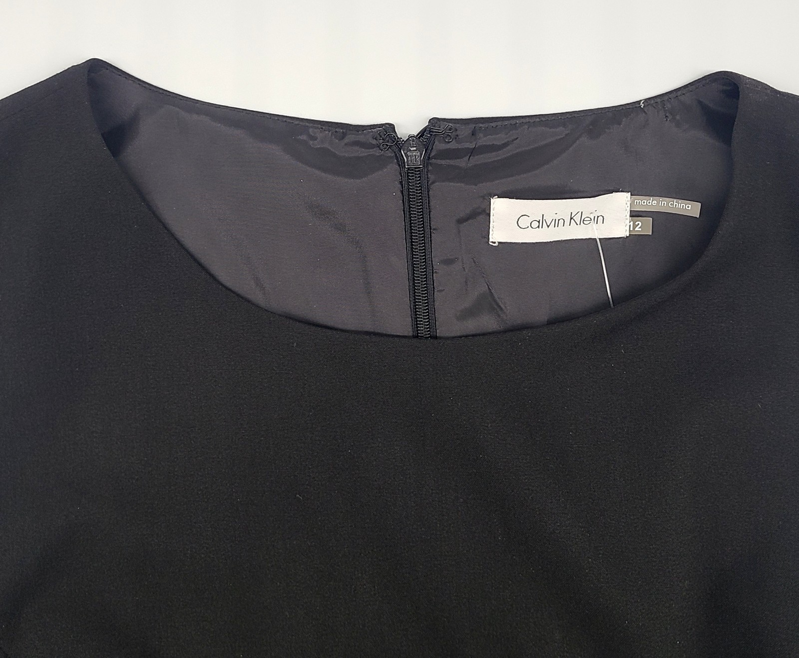 Calvin Klein Dress 12 Black Sleeveless Sheath O-Ring Grommet Career NWT CD3X1B35