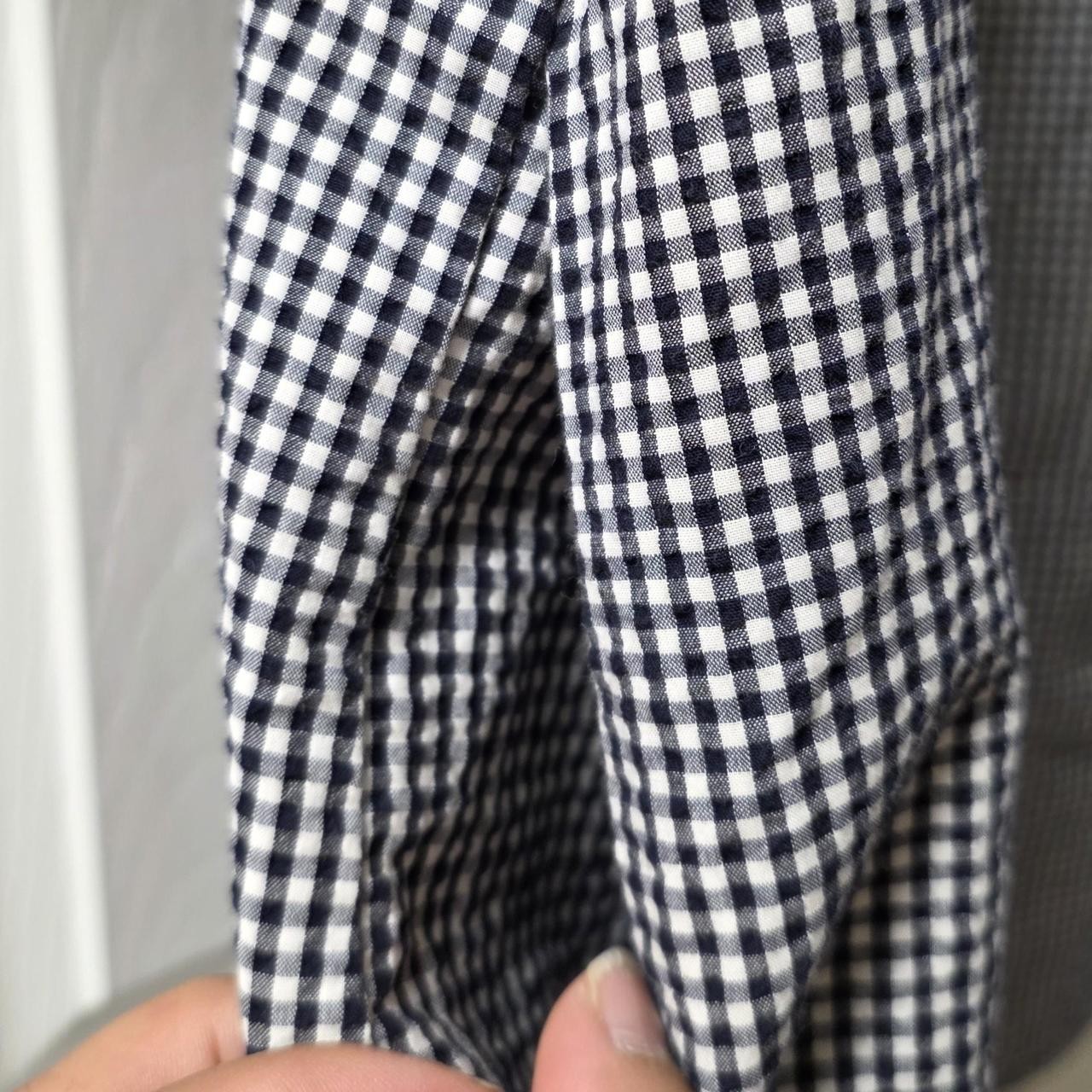 A New Day Black/White Gingham V-Neck Puff Sleeve Tie Short Shift Dress S
