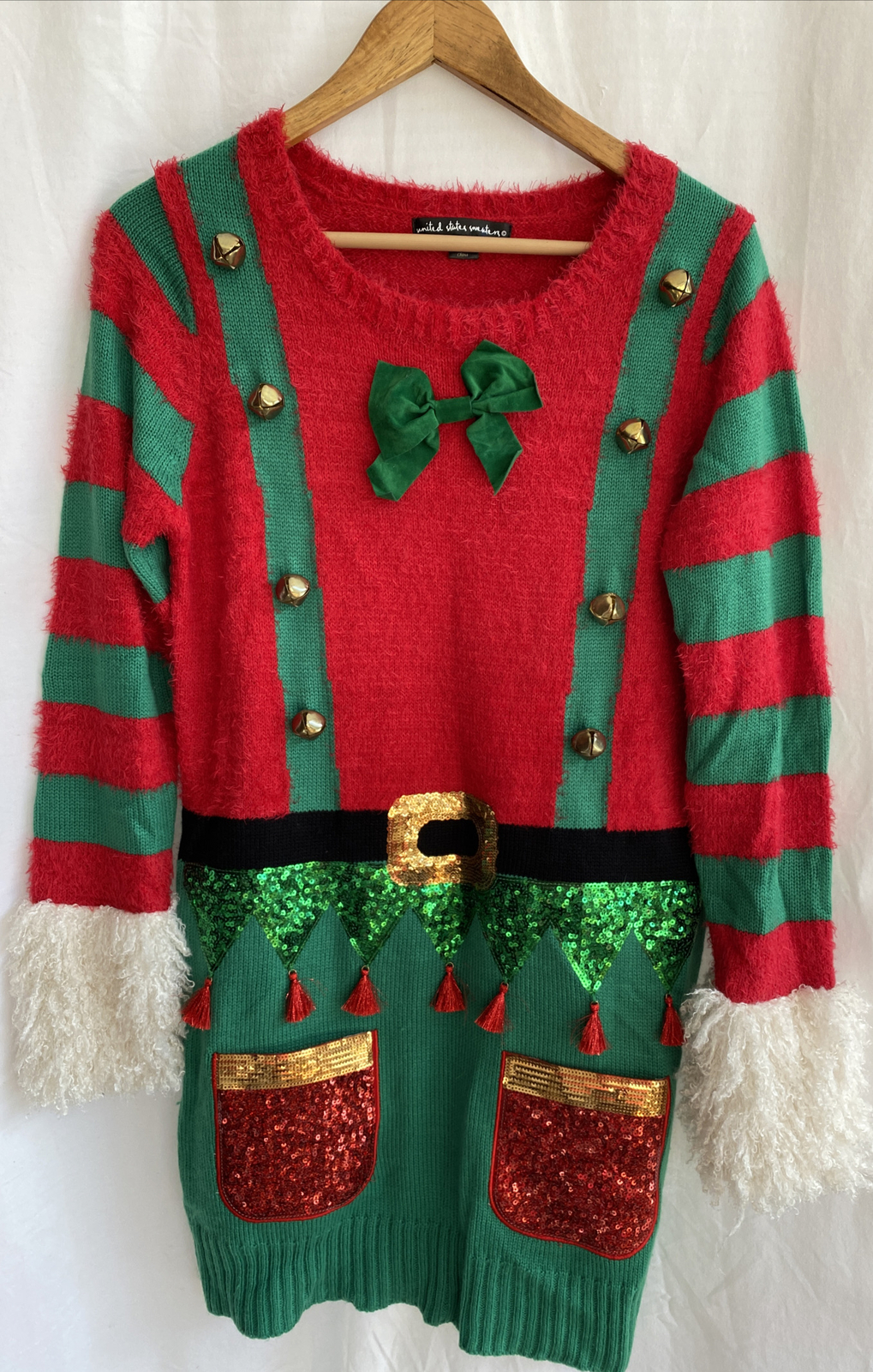 UNITED STATES Sweaters Ugly Christmas Sweater Dress Embellished Size S