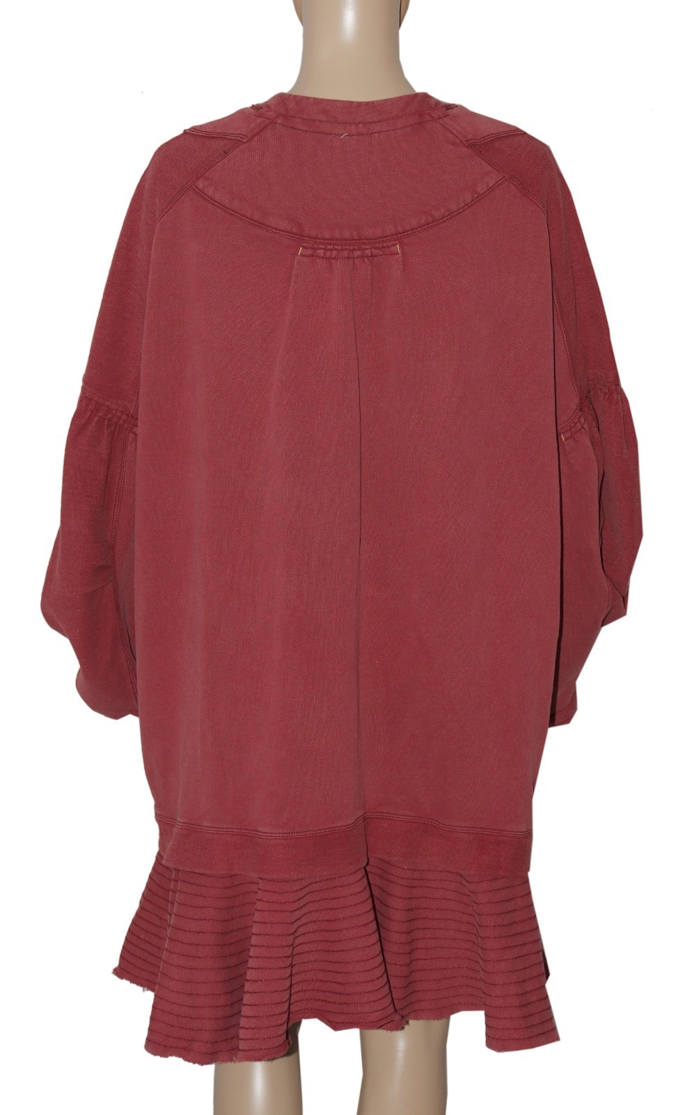 Free People Zander Mini Dress Button Layered Ruffle Long Sleeve Red Berk New L