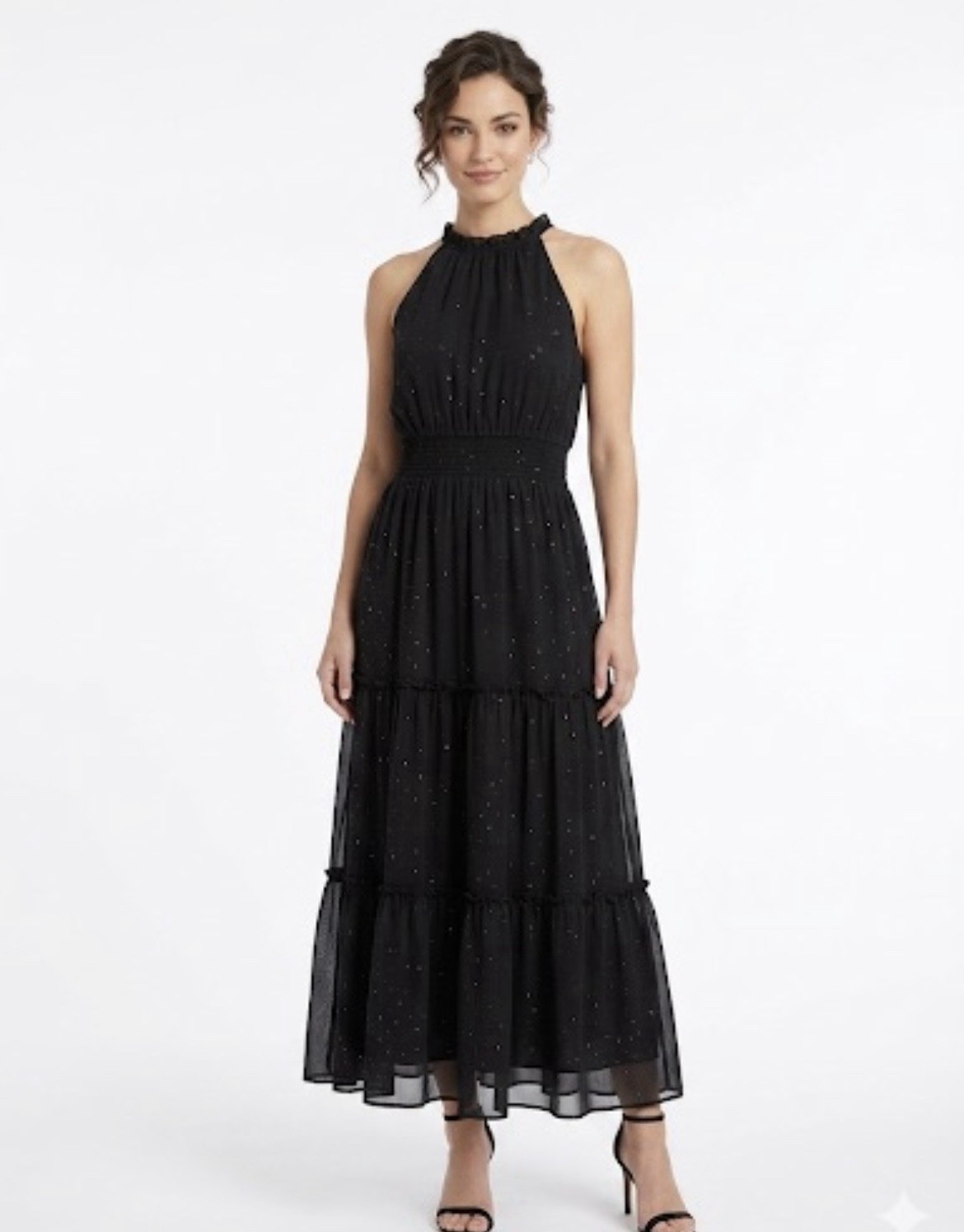 Draper James Sleeveless Shine Clip DotMaxi Dress Size Small