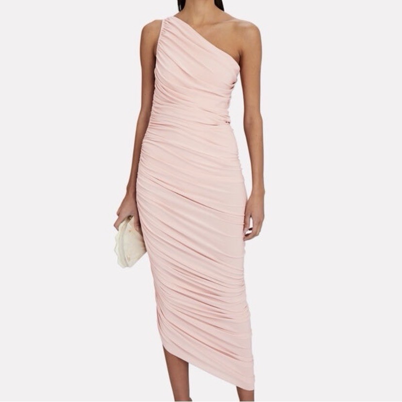 Norma Kamali Diana Gown Blush Pink One Shoulder