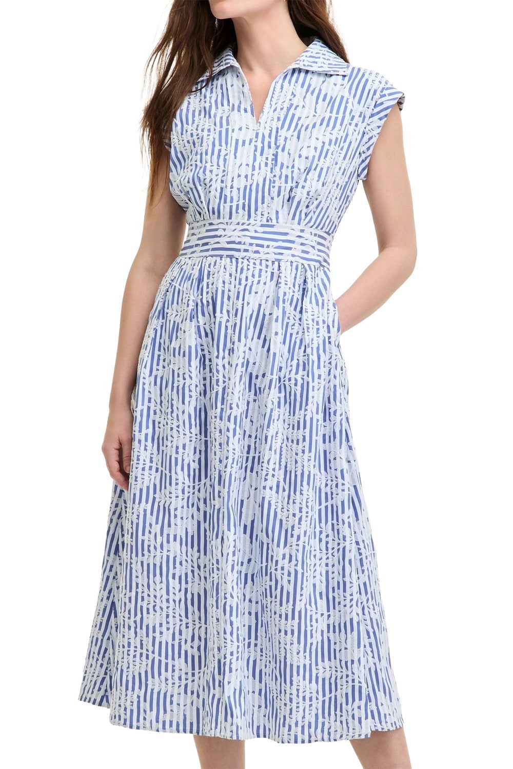 Kensie Womens Floral Embroidered Woven Midi Dress 14 Denim/White – NWOT $148