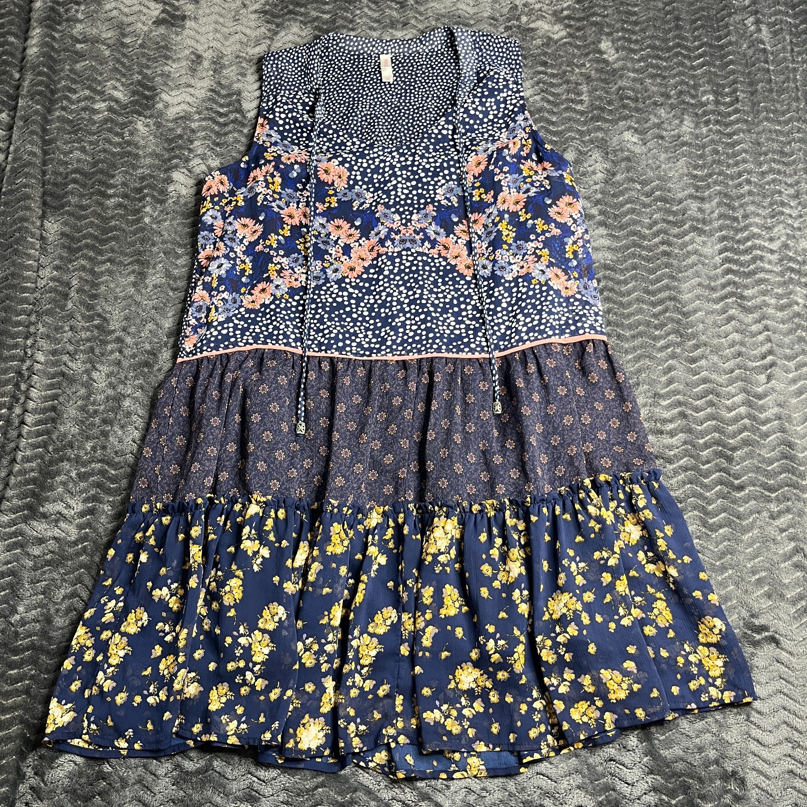 Xhilaration full bloom dress floral blue sun dress women’s Size L