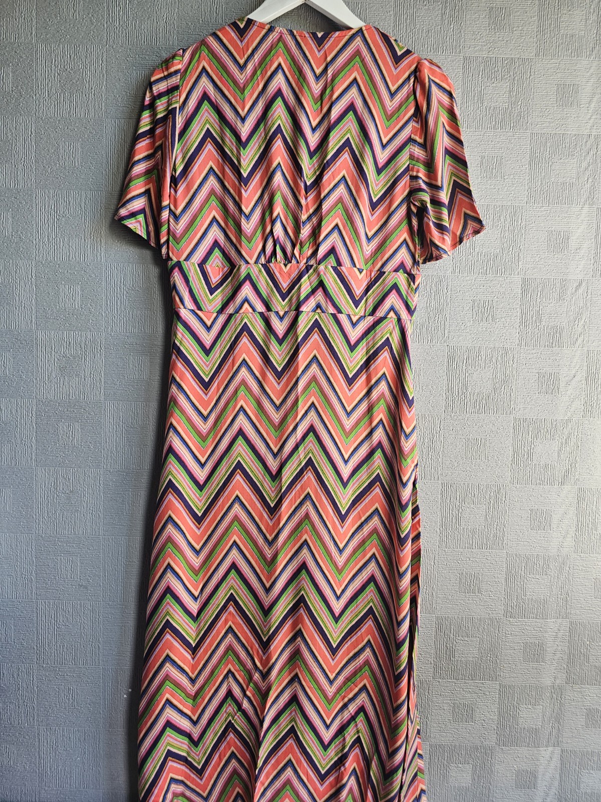 Nobody’s Child x Fearne Cotton Happy Place Chevron Midi Dress Multi Size UK 10