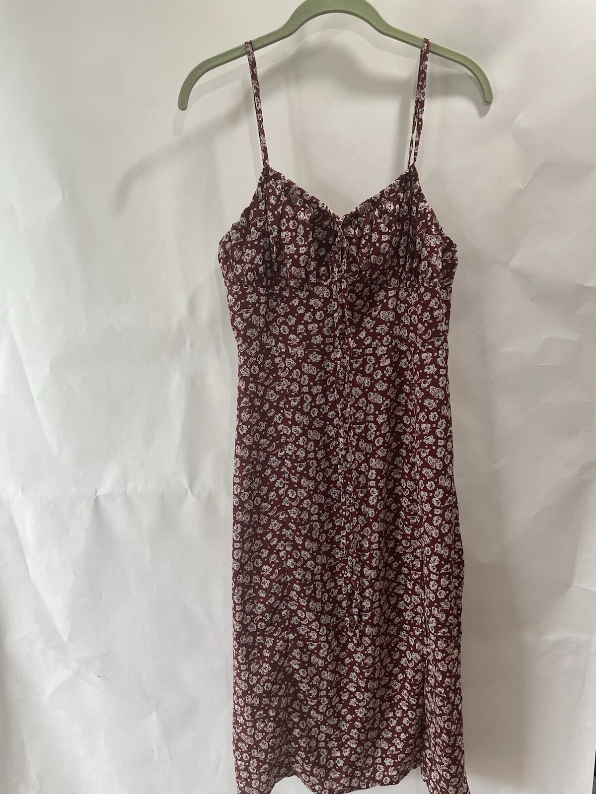 Shein Dress Size M US 6 Brown Floral, Strappy Sleeve Deep Slit