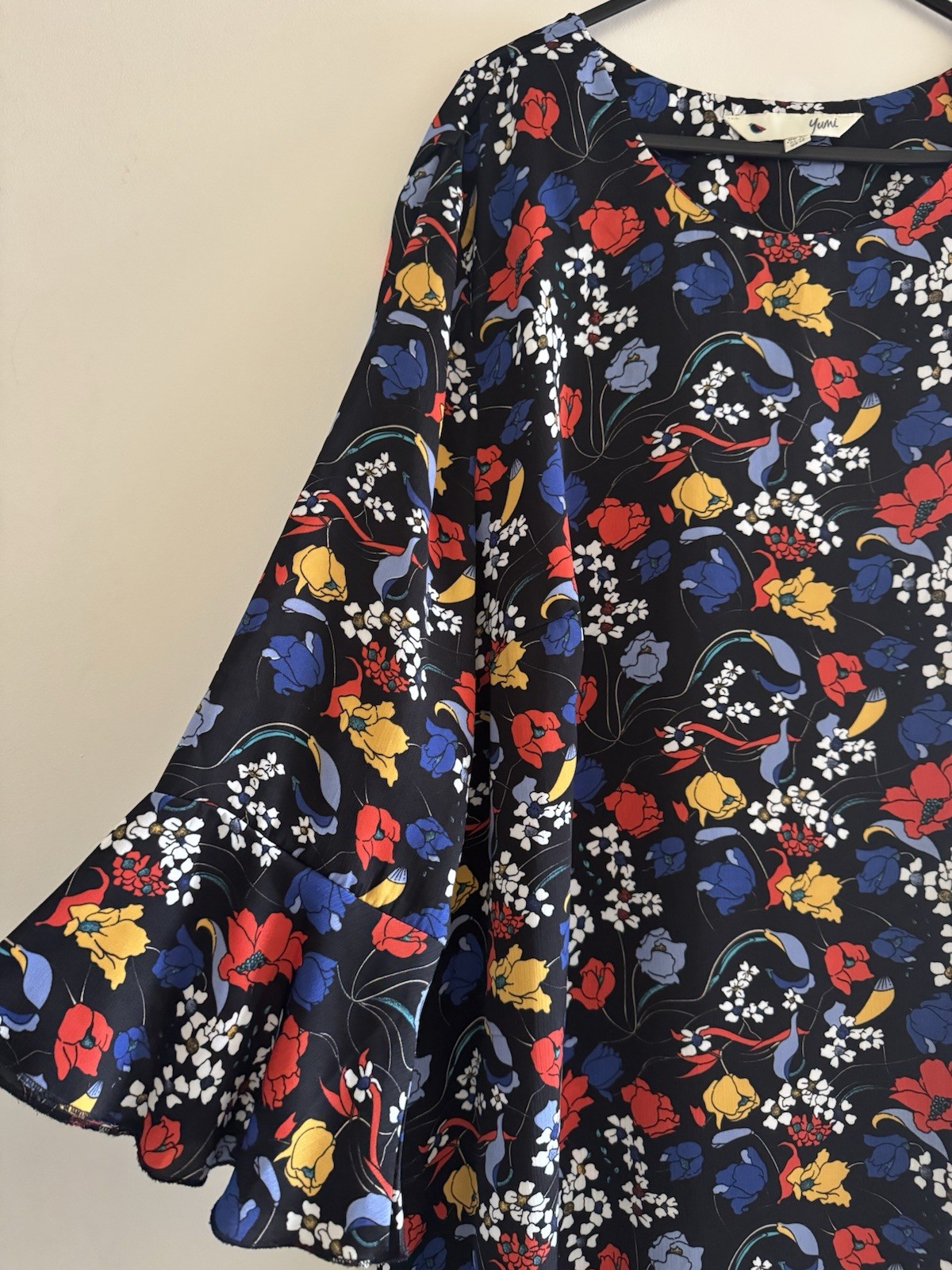 Women’s Yumi black floral summer shift dress Size 20 Great Condition