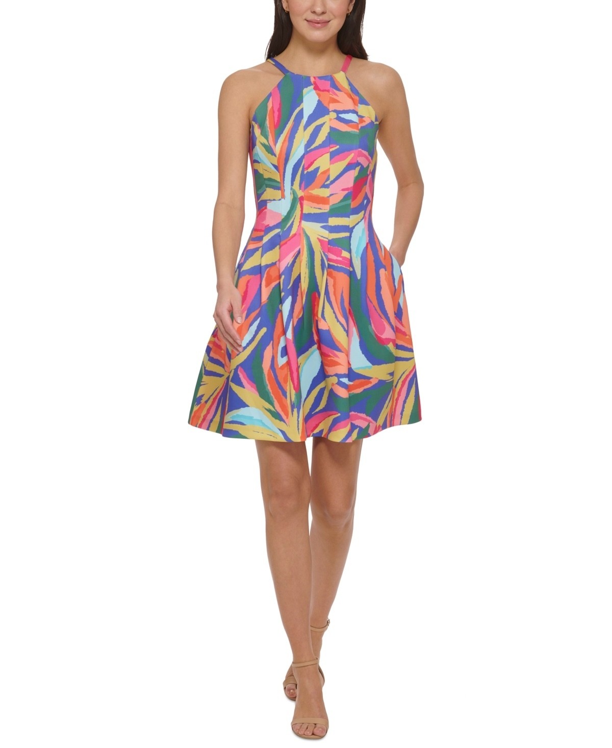 NWT Vince Camuto Printed Scuba Halter Dress size 12
