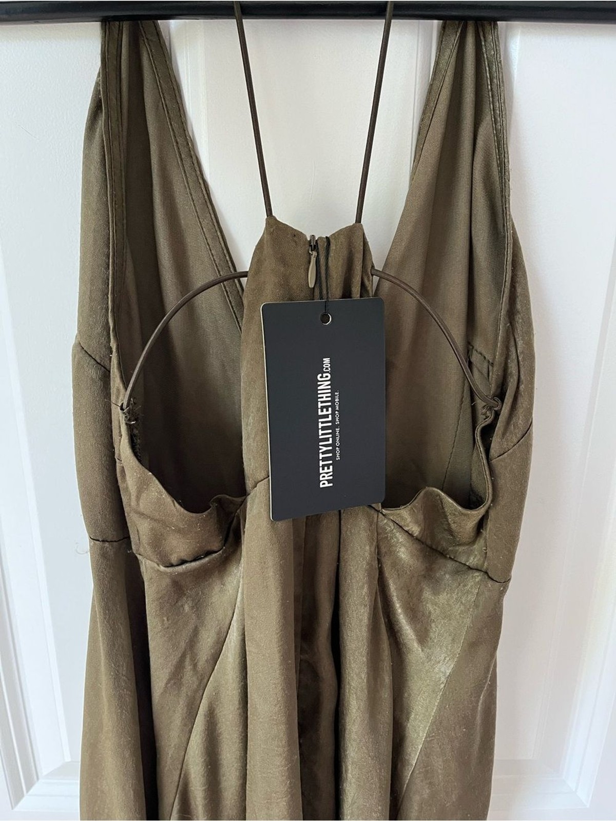 PrettyLittleThing Khaki Side Split Maxi Dress NWT | UK 10 (US 6)