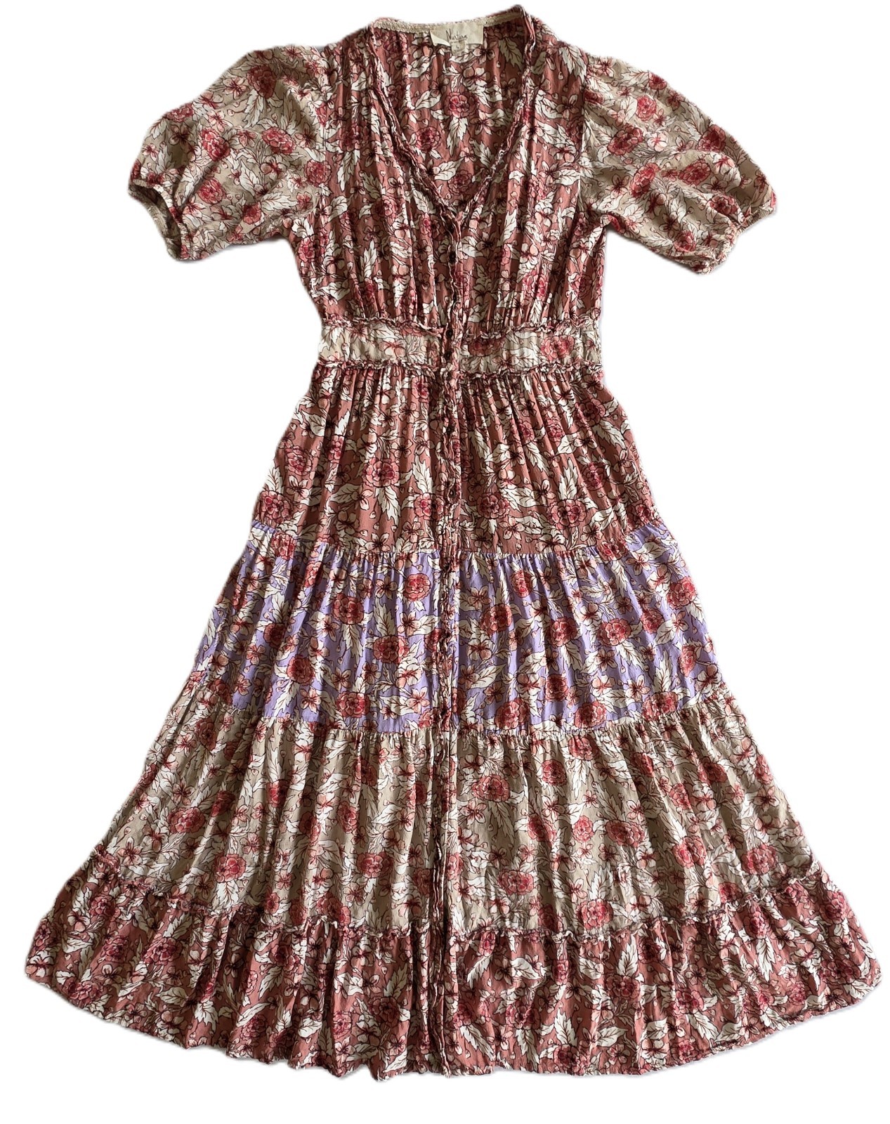 Nurture Floral Tiered Maxi Dress Boho Prairie Attached half length cami