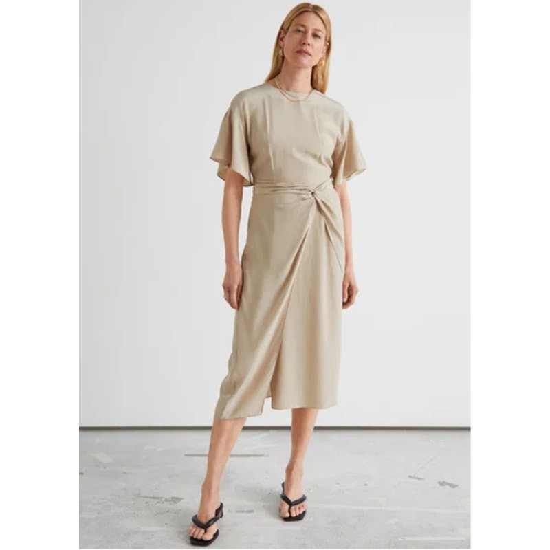 & Other Stories Asymmetric Twist Detail Midi Dress Sz 4