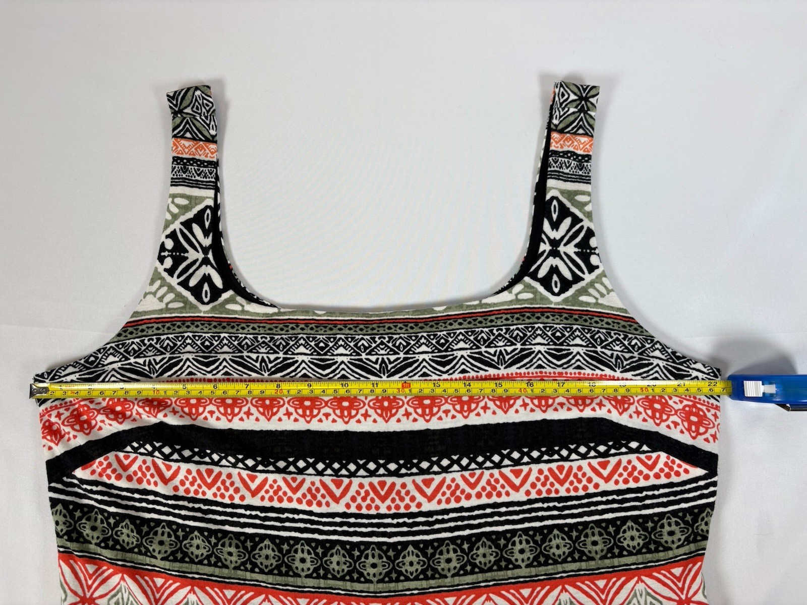Loft Plus Sz 20 Women’s Sundress Sleeveless Black Orange Geometric Fully Lined