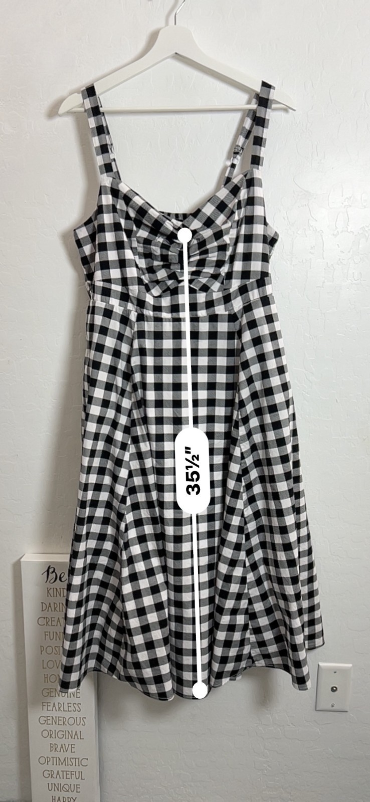 Torrid 1 dress high waist Aline black white checker thick straps smock summer