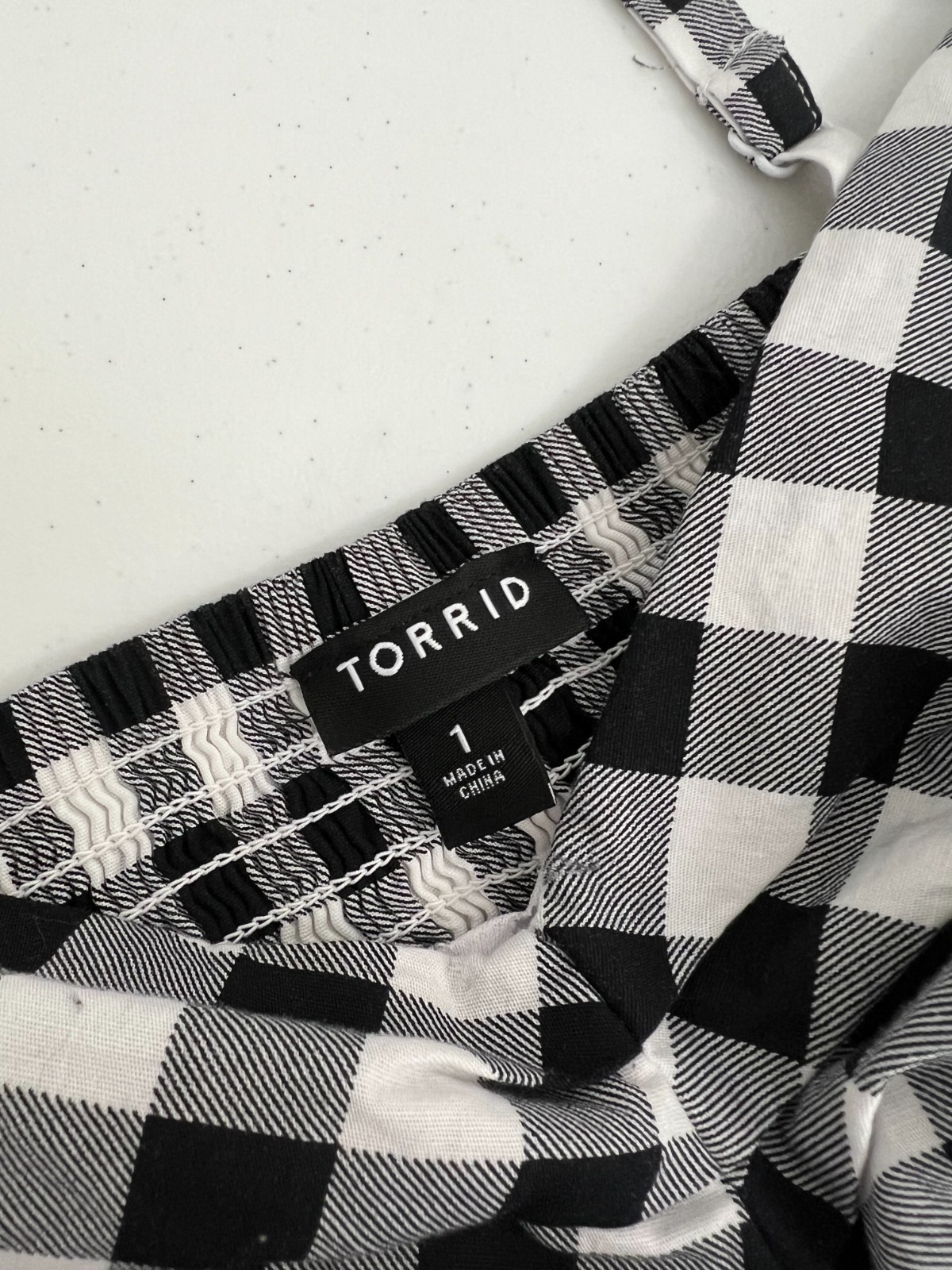 Torrid 1 dress high waist Aline black white checker thick straps smock summer