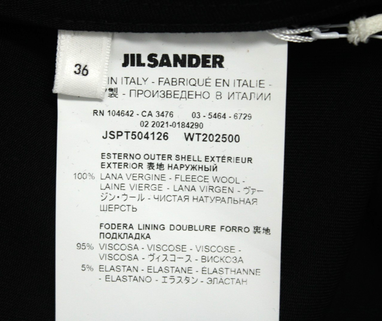 JIL SANDER $1,290 2021 Black Wool Gabardine Drop-Waist Trapeze Dress 36 NEW