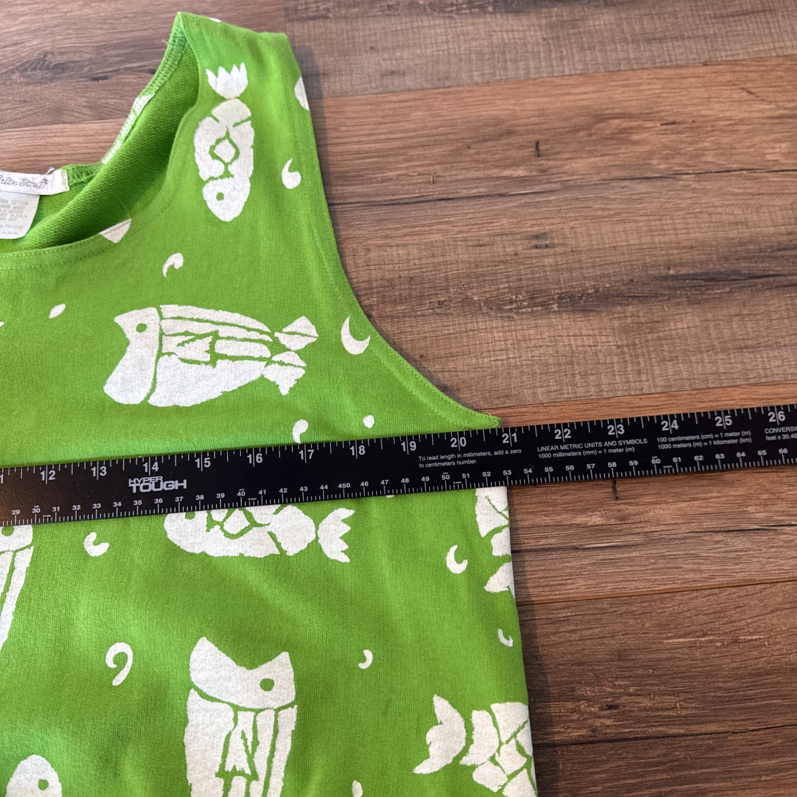 VTG Y2K Maxi Dress Cover Up Lime Green All Over Print Fish L USA Lime Green