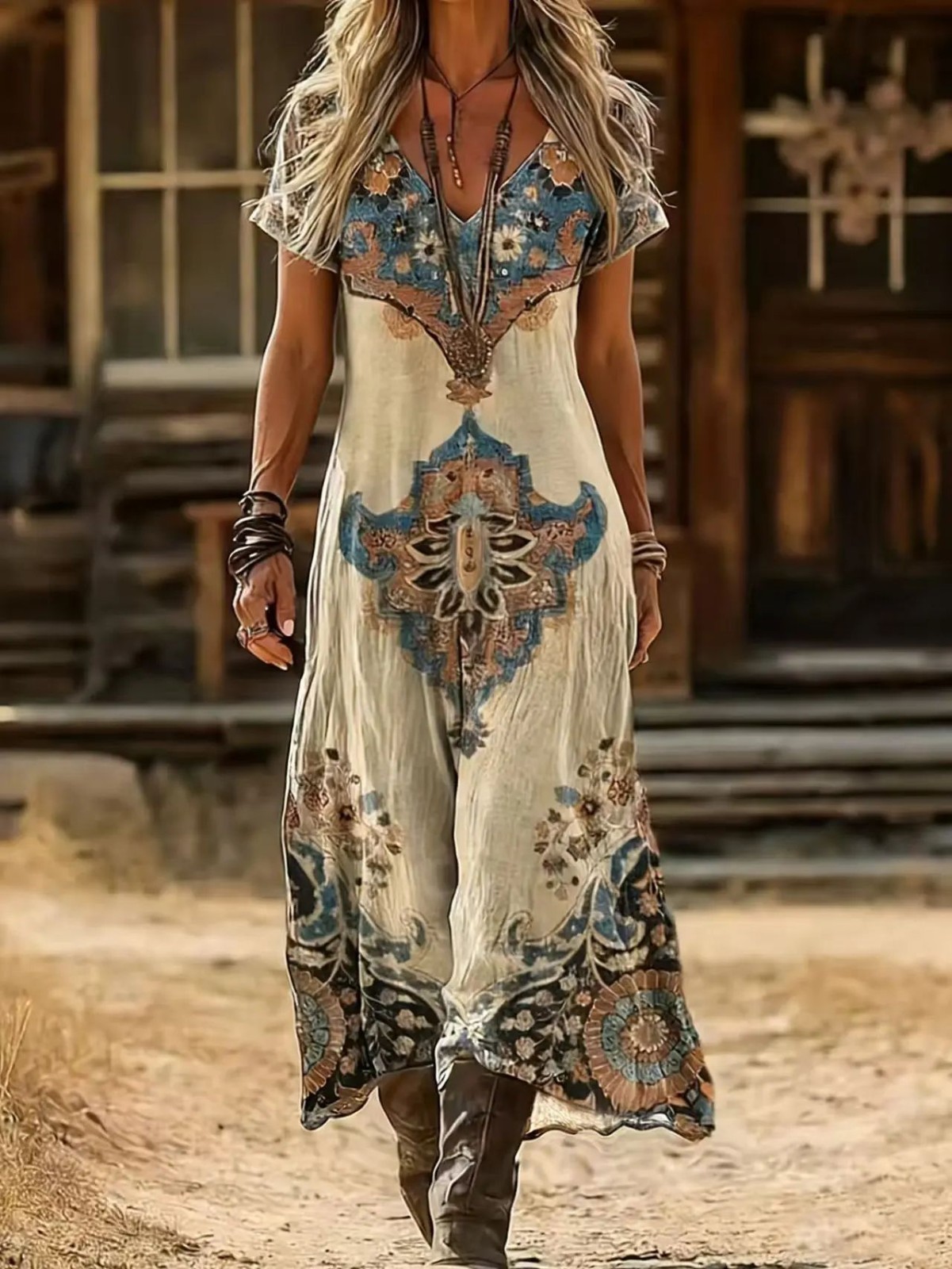 Plus Size Tie Dye Dress Women Boho Summer Loose Vacation Maxi Dress