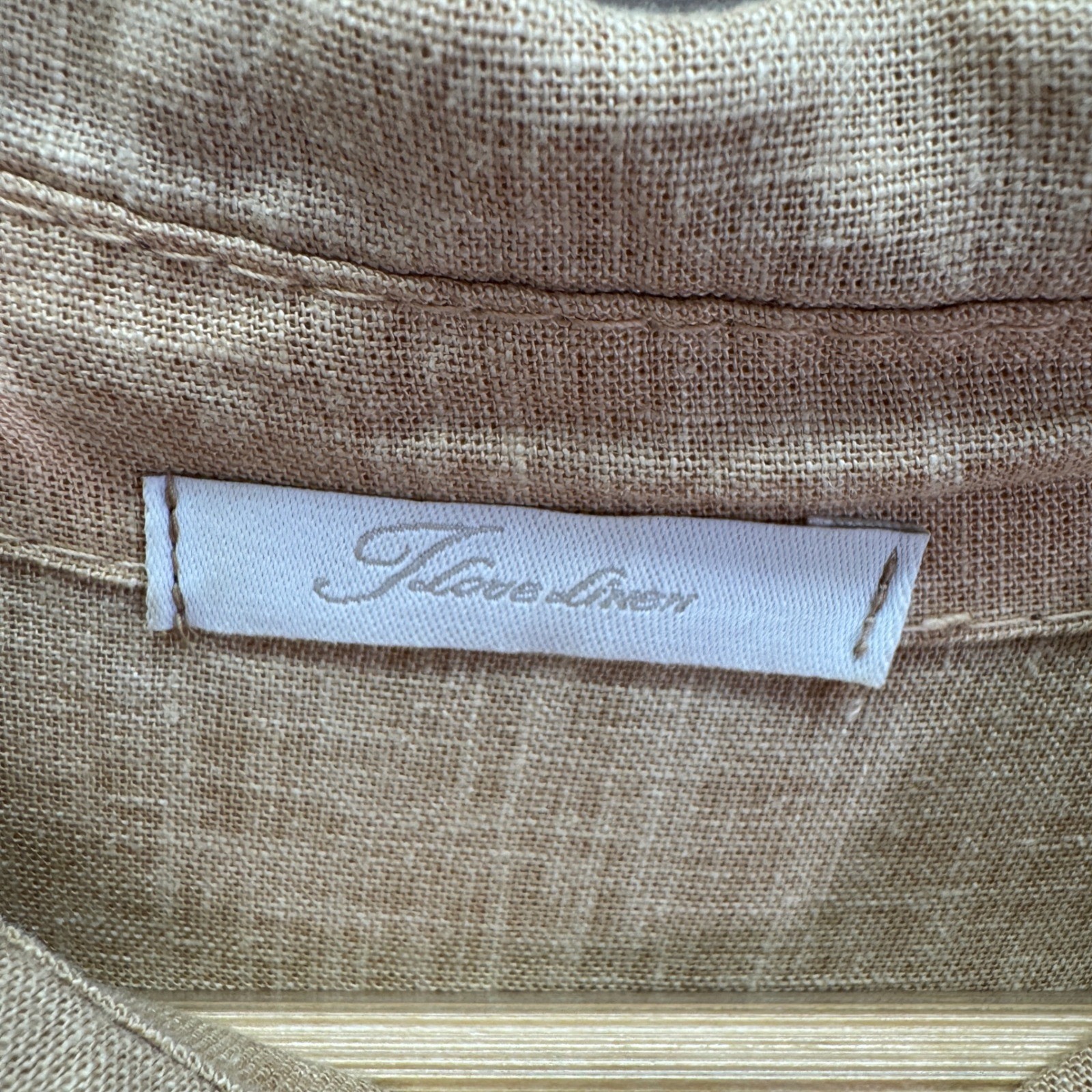 Italian Linen Lagenlook Tunic Shirt Dress Womens Oversized M Neutral Pockets