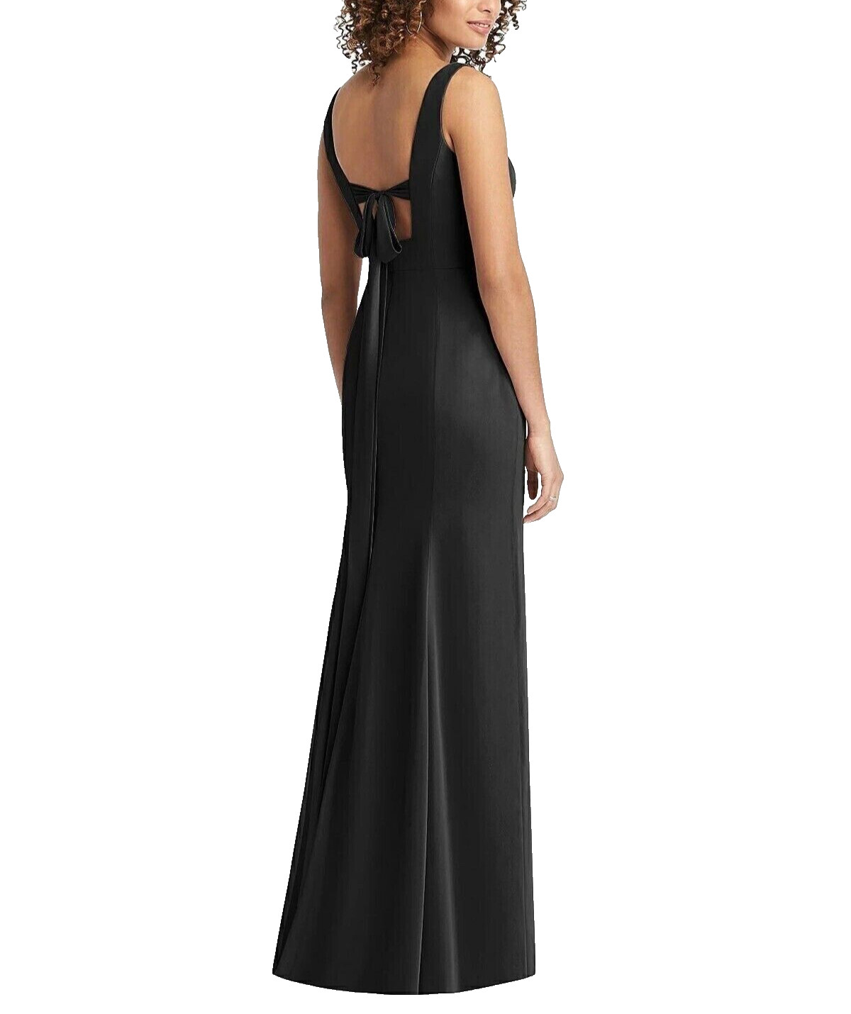 Social Bridesmaids Black Sleeveless Tie Back Chiffon Gown long Dress Size 4 Prom