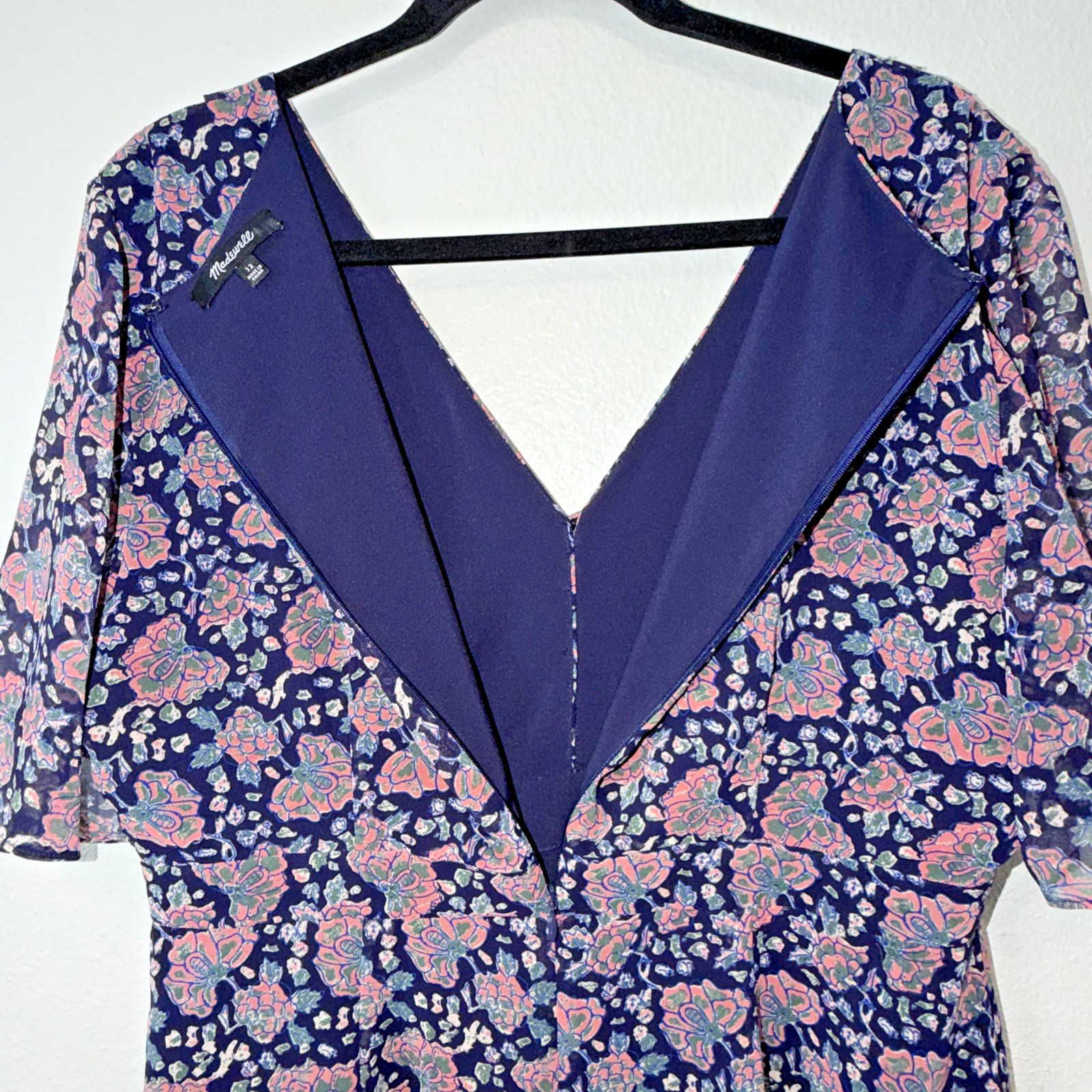 Madewell Orchard Flutter Sleeve Dress Floral Knee Length Women size 12 Boho