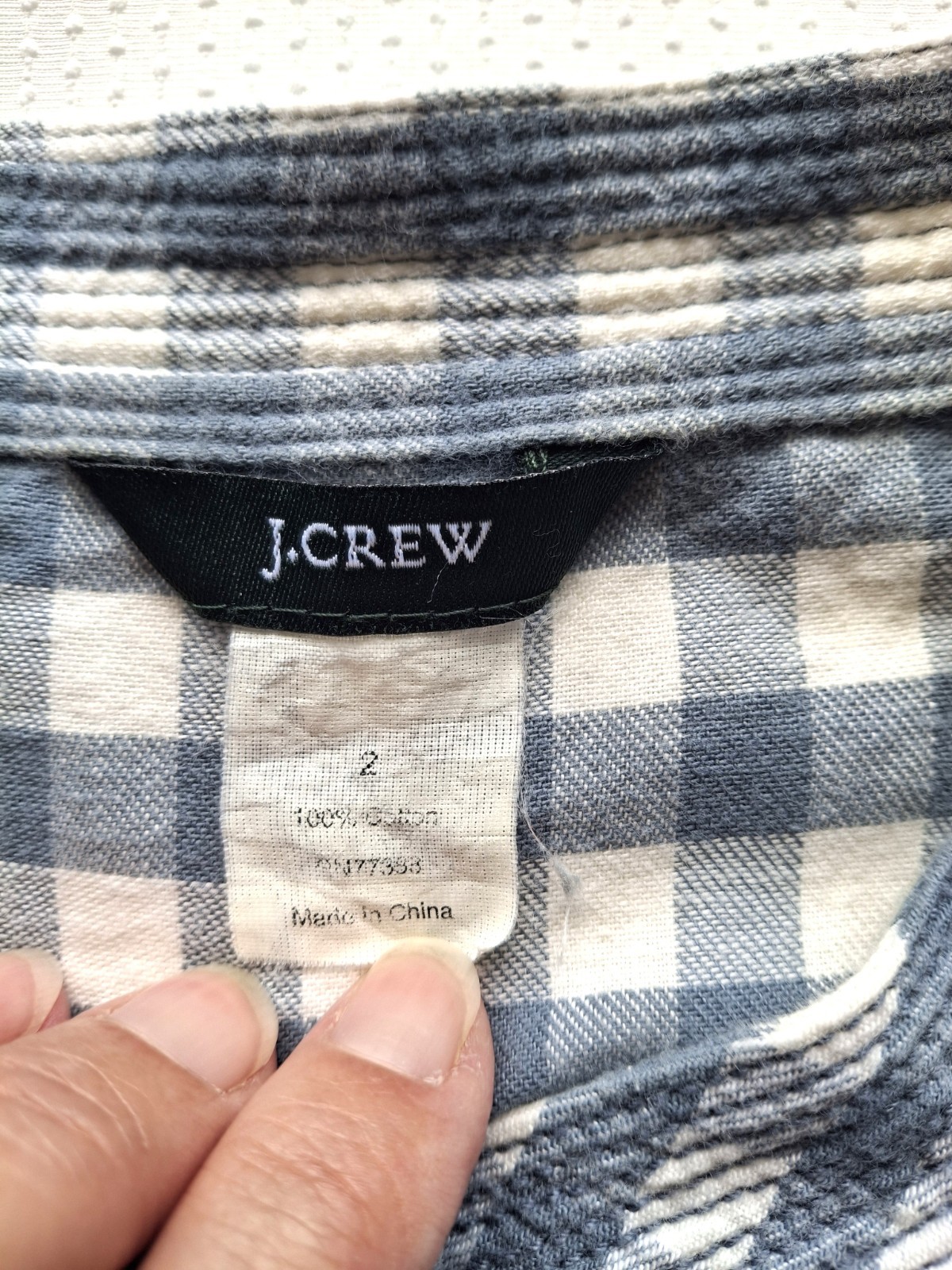 J.Crew Women’s Plaid Mini Dress with Peplum, Size 2, Blue and White, 100% Cotton