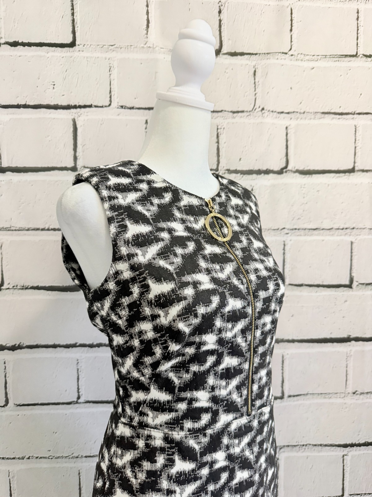 Calvin Klein Women’s Pencil Dress Size 6 Black White Geometric Office Business
