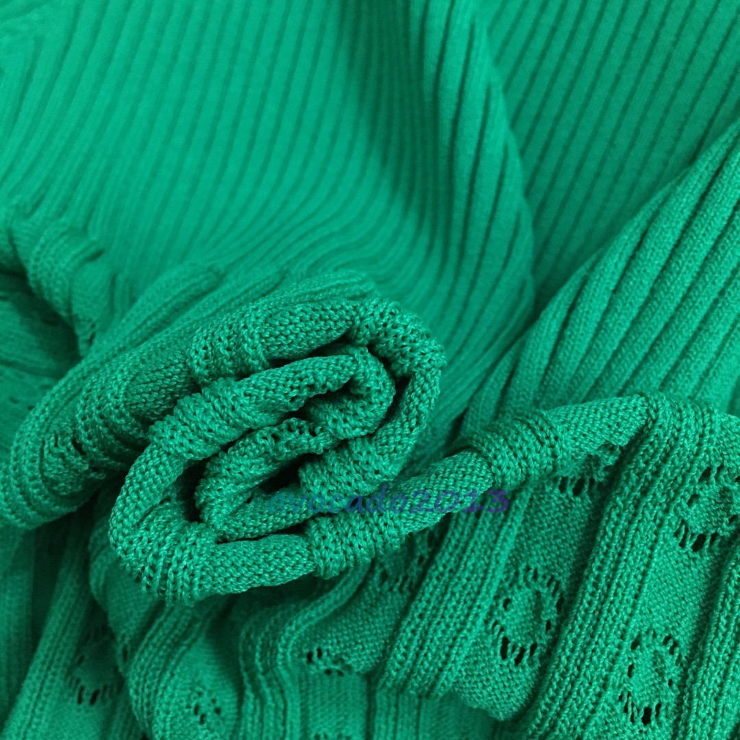 Sandro Women Summer Short Sleeve Elegant Green Lapel Knitted Long Dress